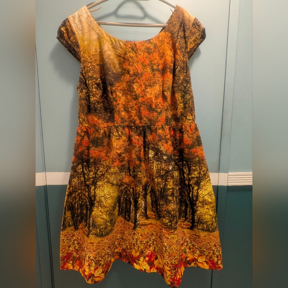 Vintage Modcloth Autumn Forest Dress (3x, fits like 2x)